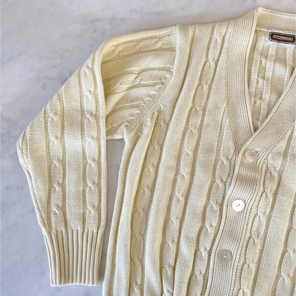 Vintage Cream Cable Knit Cardigan Sweater - Picture 1 of 7